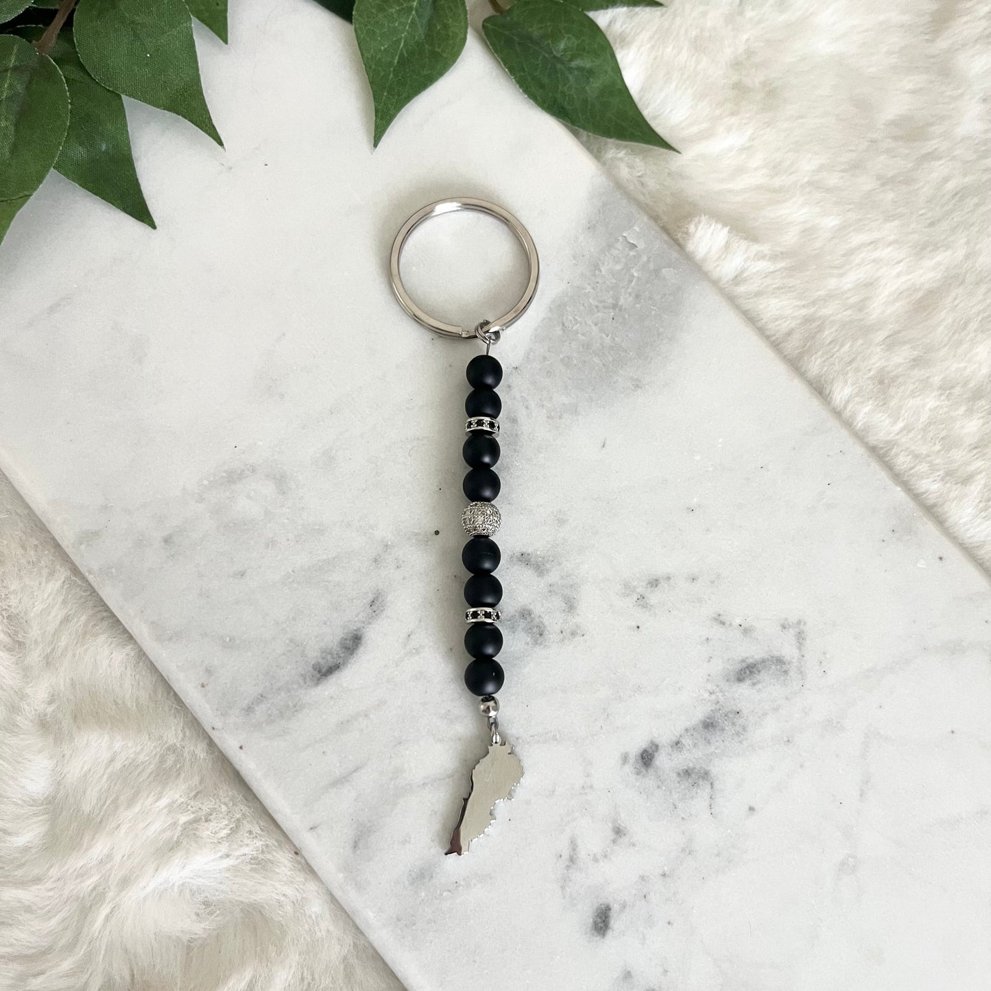 Matte black & Silver Lebanon Keychain