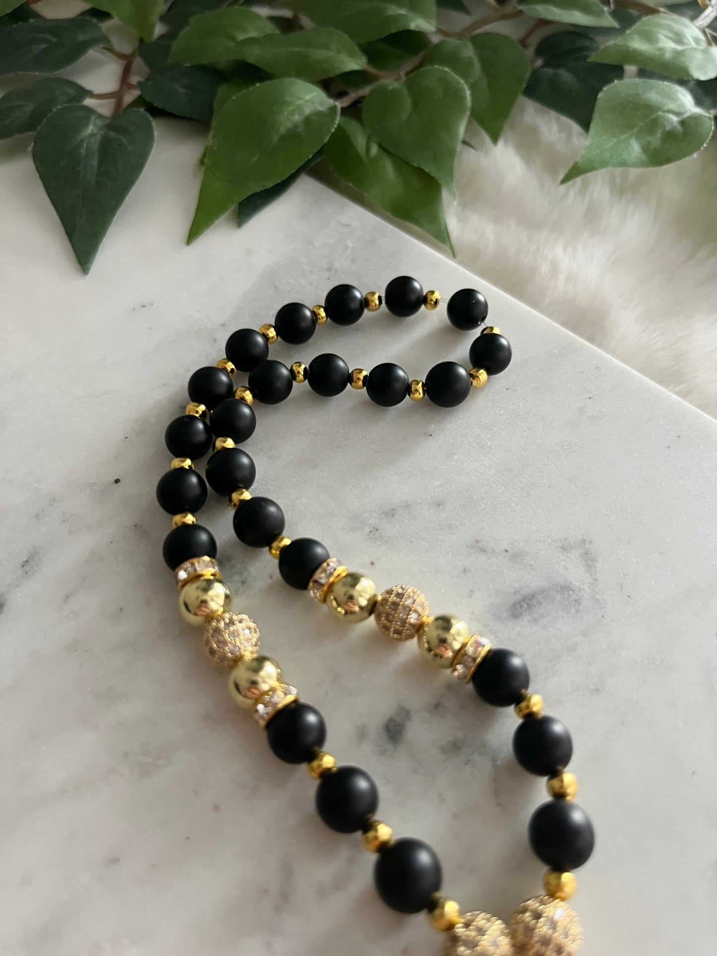 Rosary - Jeeps & Trucks - Matte Black & Gold - Golden Cross