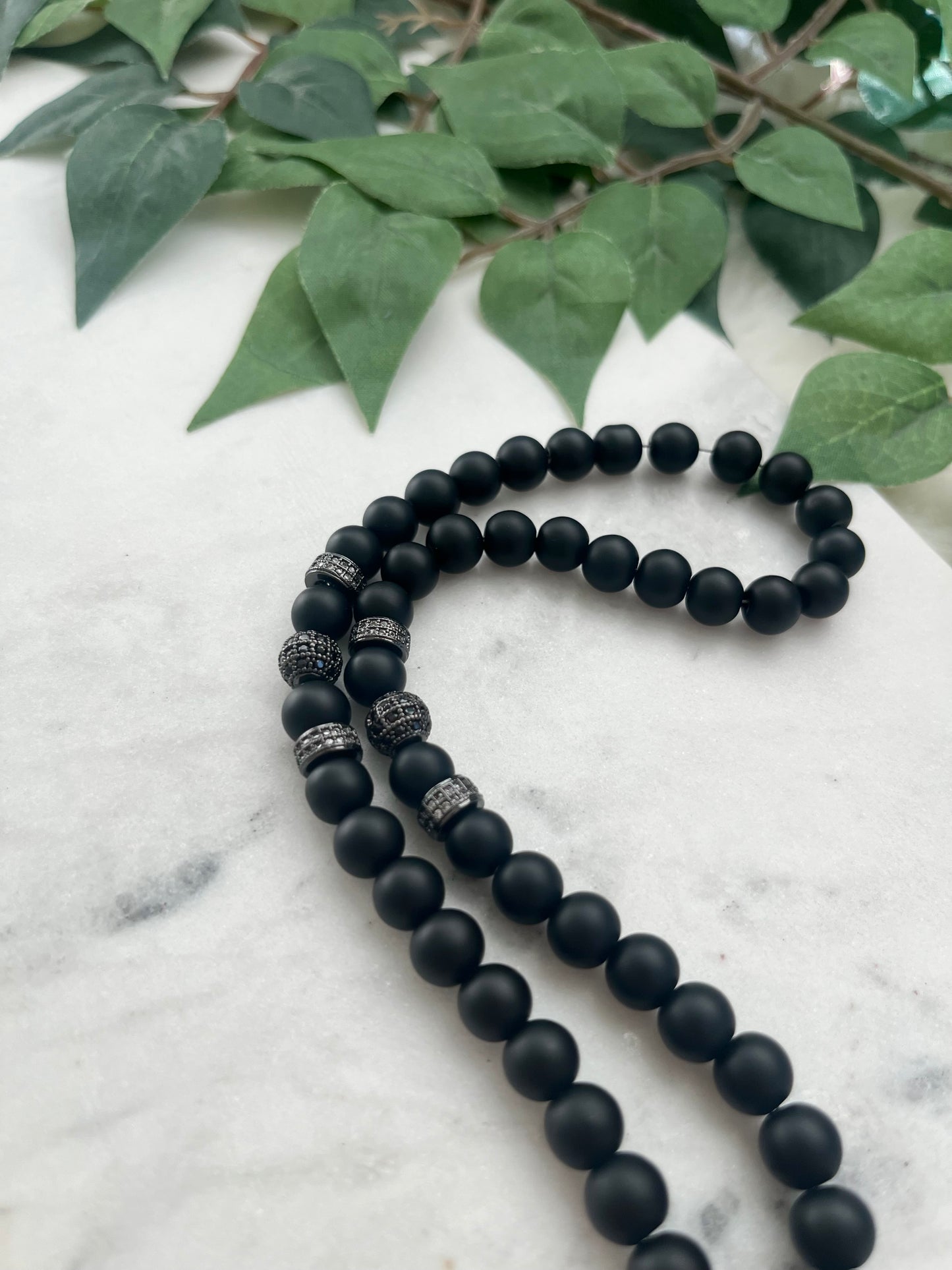 Tasbih - 50 Beads - Matte black - Hamsa Hand