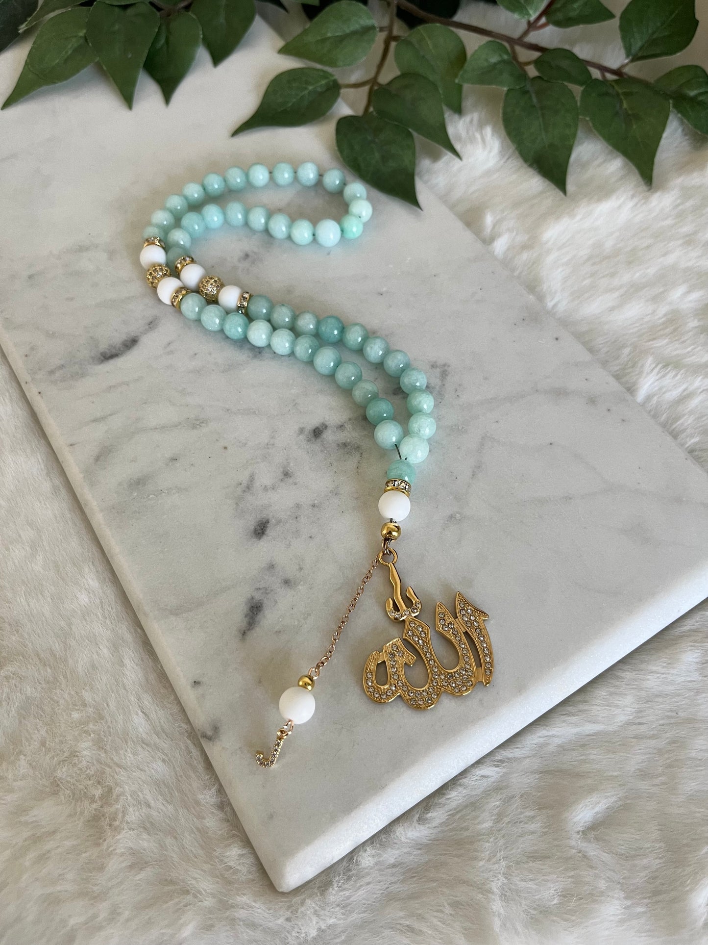 Tasbih - 50 Beads - Mashan Jade - Allah Pendant & Letter