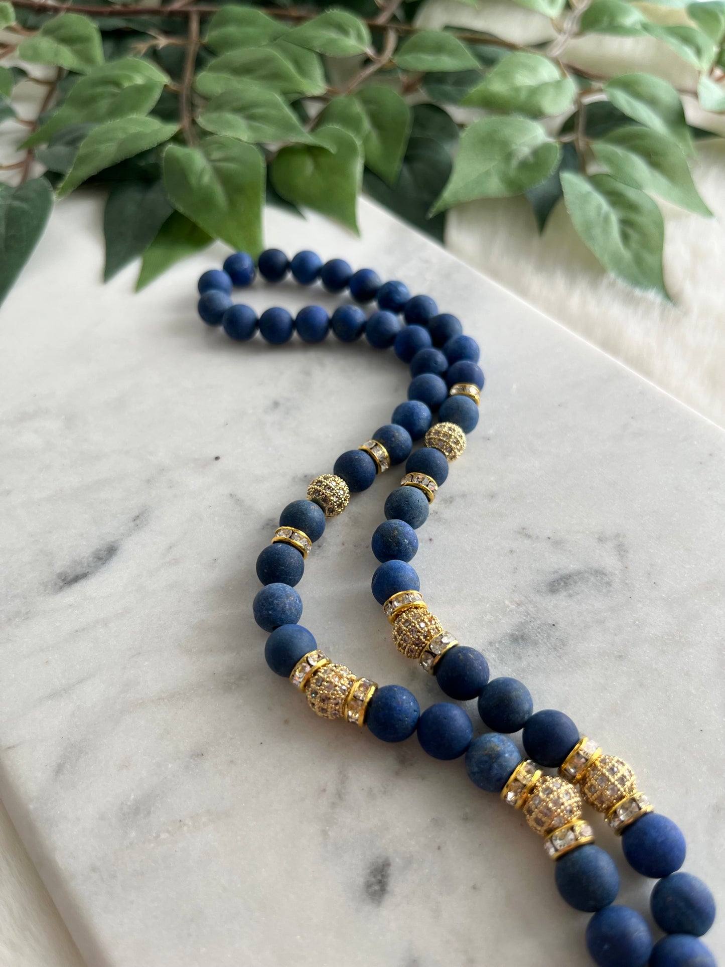 Rosary - 50 Beads - Galaxy Blue - Gold OM