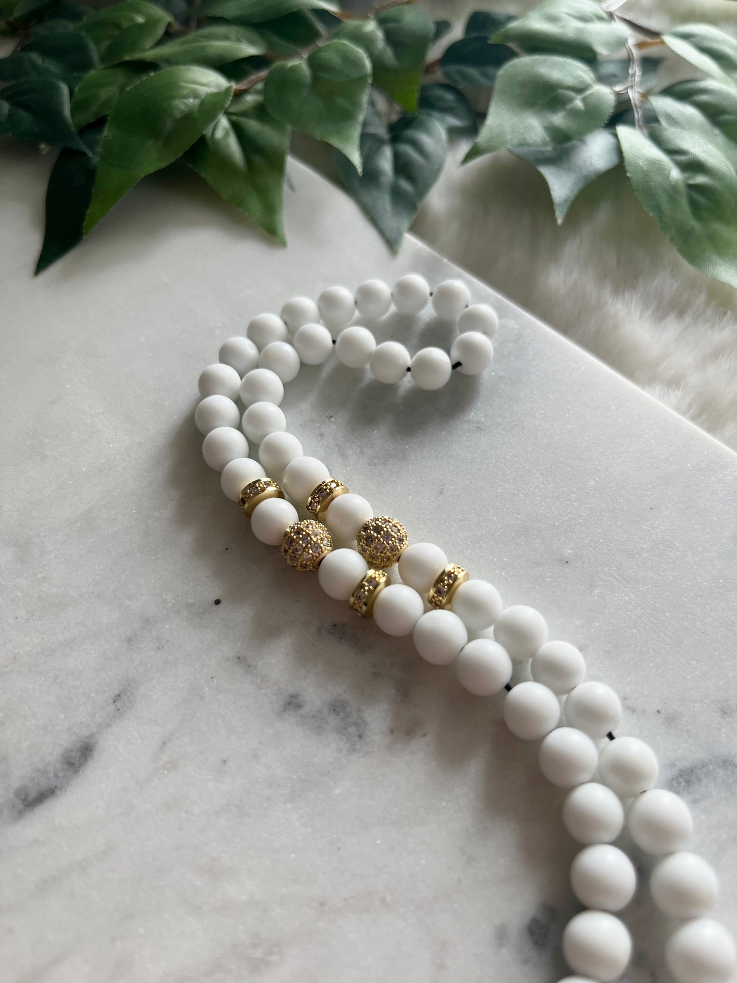 Tasbih - 50 Beads - Matte White - 4 Qul pendant