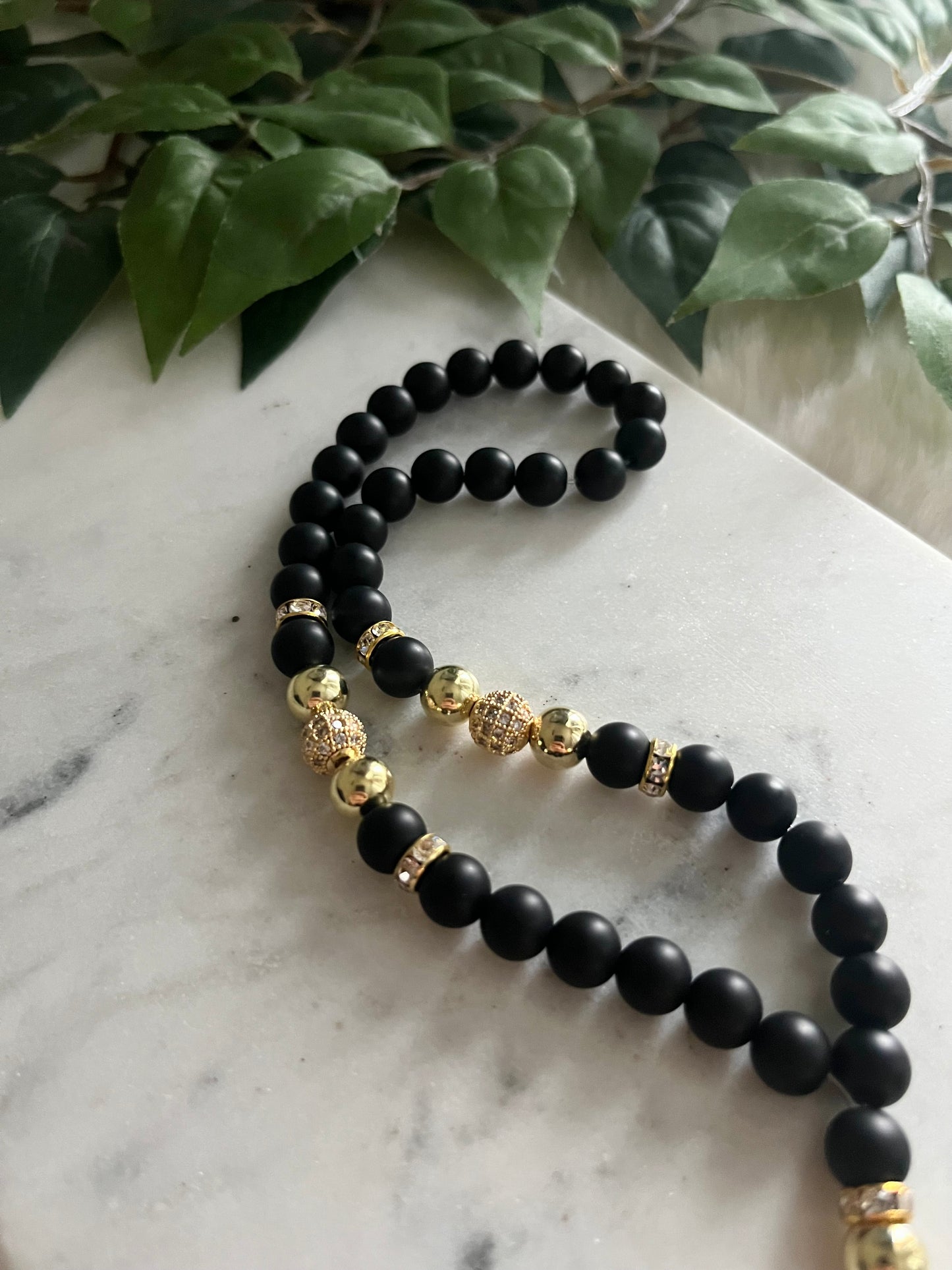 Tasbih - Jeeps & Trucks - Matte Black & Gold - Al-Muhsinoon Pendant - Letter