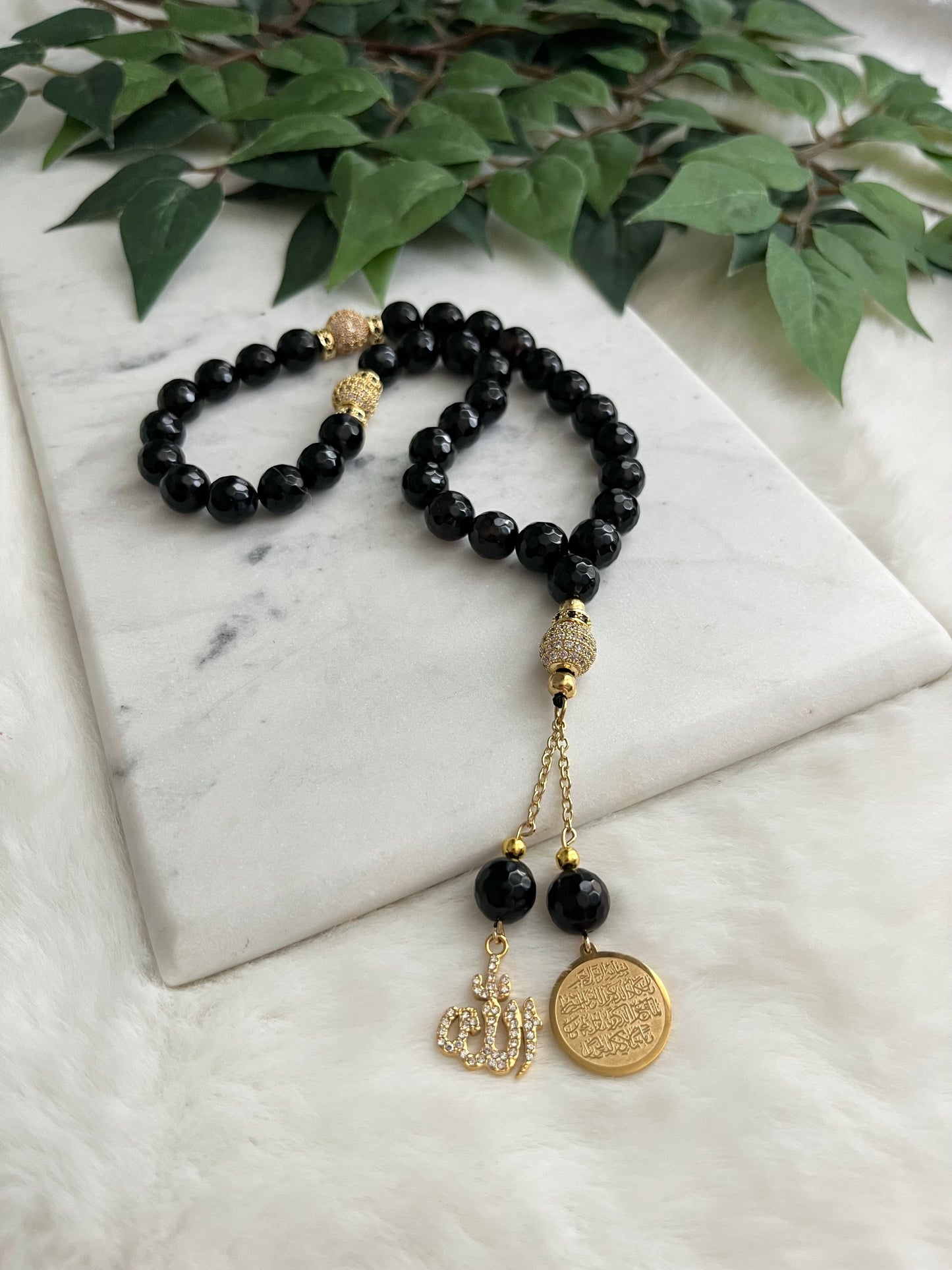 Tasbih - 33 Beads Handheld - Agate Stone - Allah & Ayatul Kursi