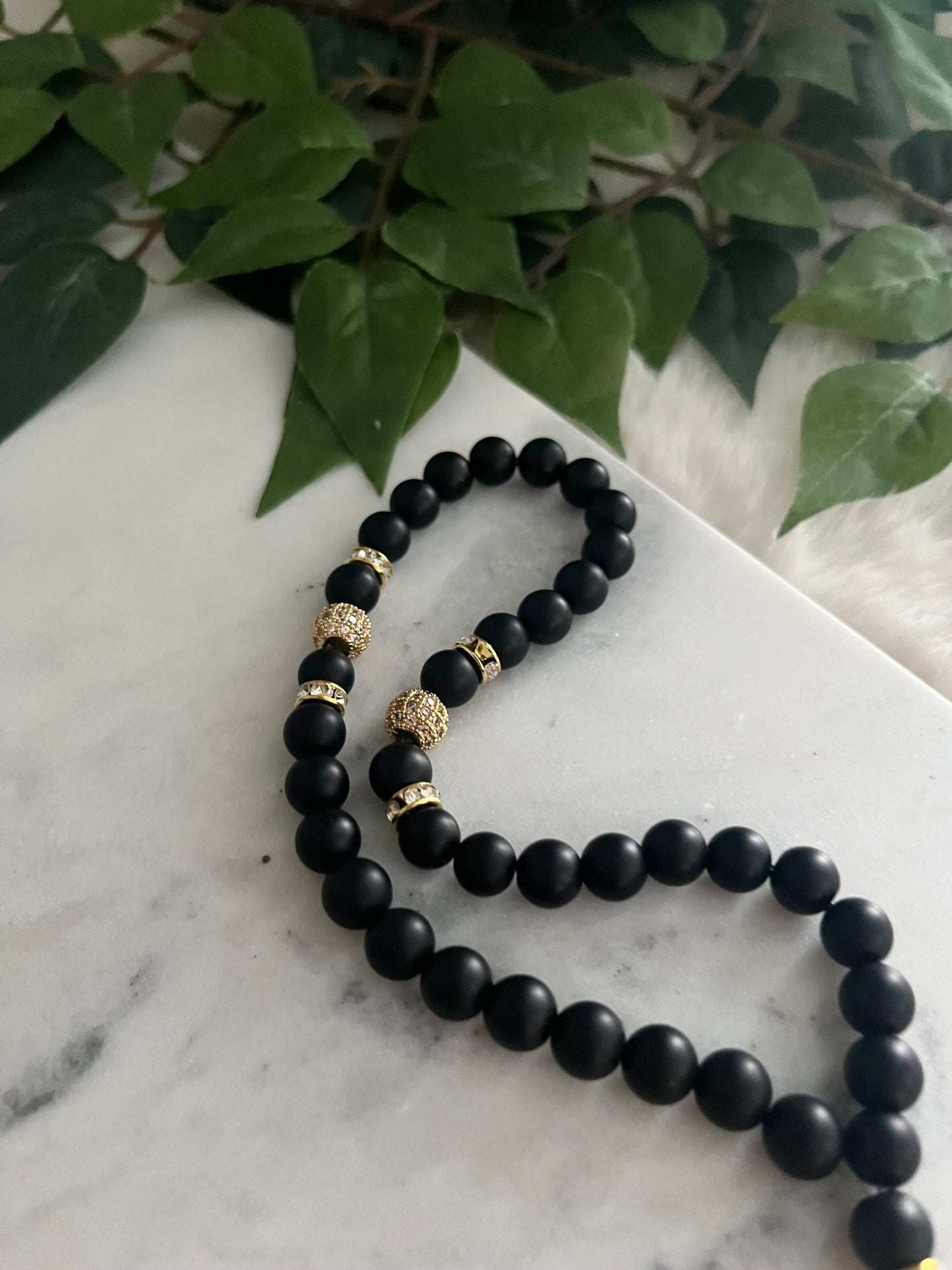 Tasbih - 33 Beads Handheld - Matte Black - Allah & Letter