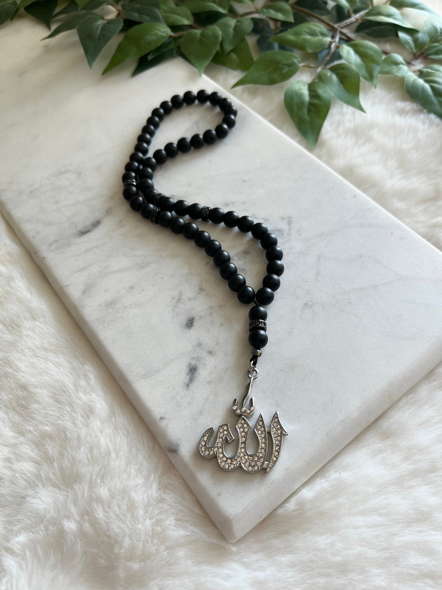 Tasbih - 50 Beads - Matte Black - Allah Pendant