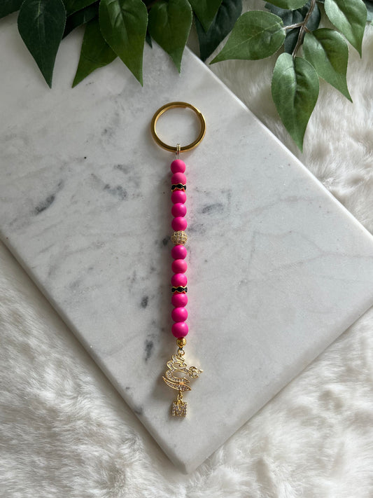 Matte Hot Pink - Allah charm & Letter Keychain