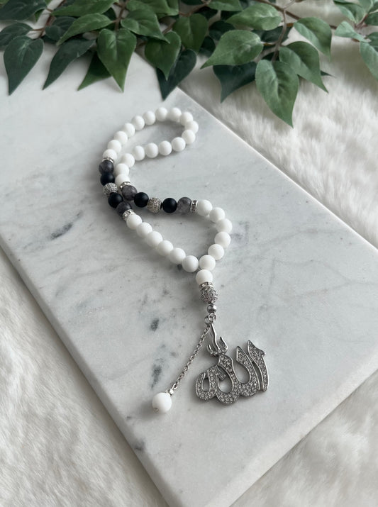 Tasbih - Jeeps & Trucks - Matte White  & Silver - Allah Pendant