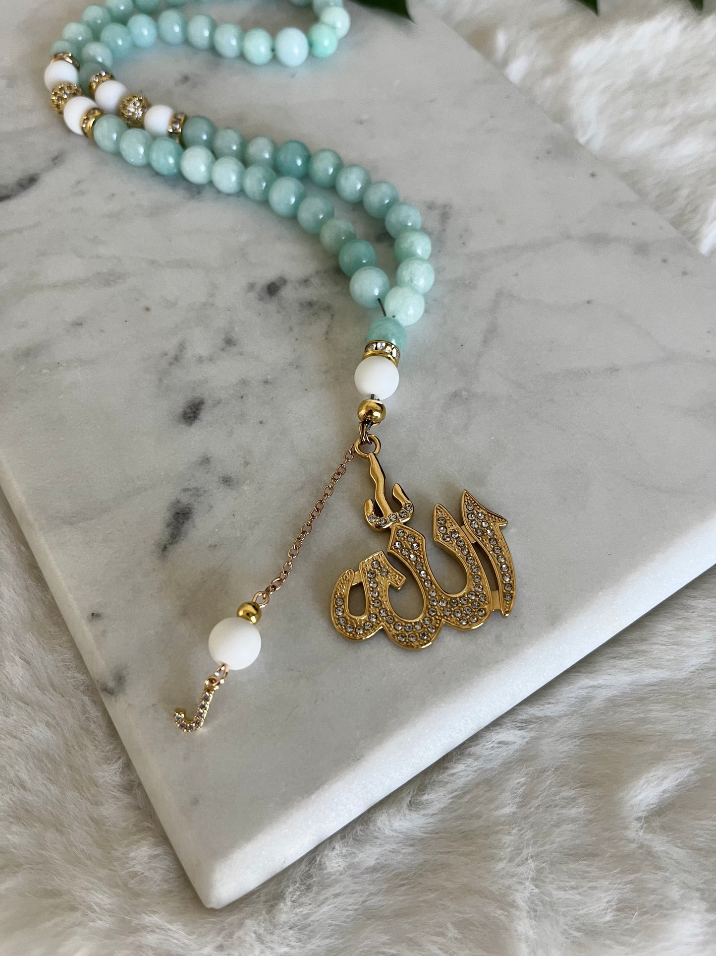 Tasbih - 50 Beads - Mashan Jade - Allah Pendant & Letter