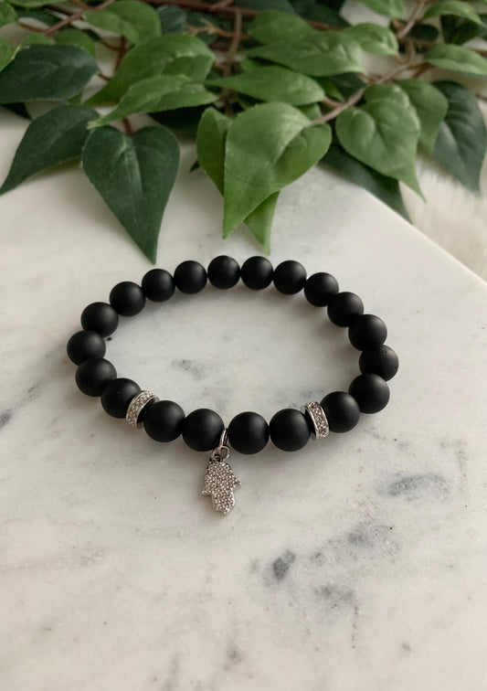 Matte Black Hamsa Hand Bracelet