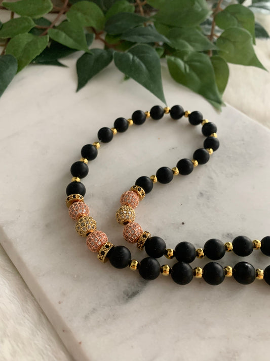 Tasbih - 33 Beads Hanging - Matte black - Gold & Rose Gold - Allah