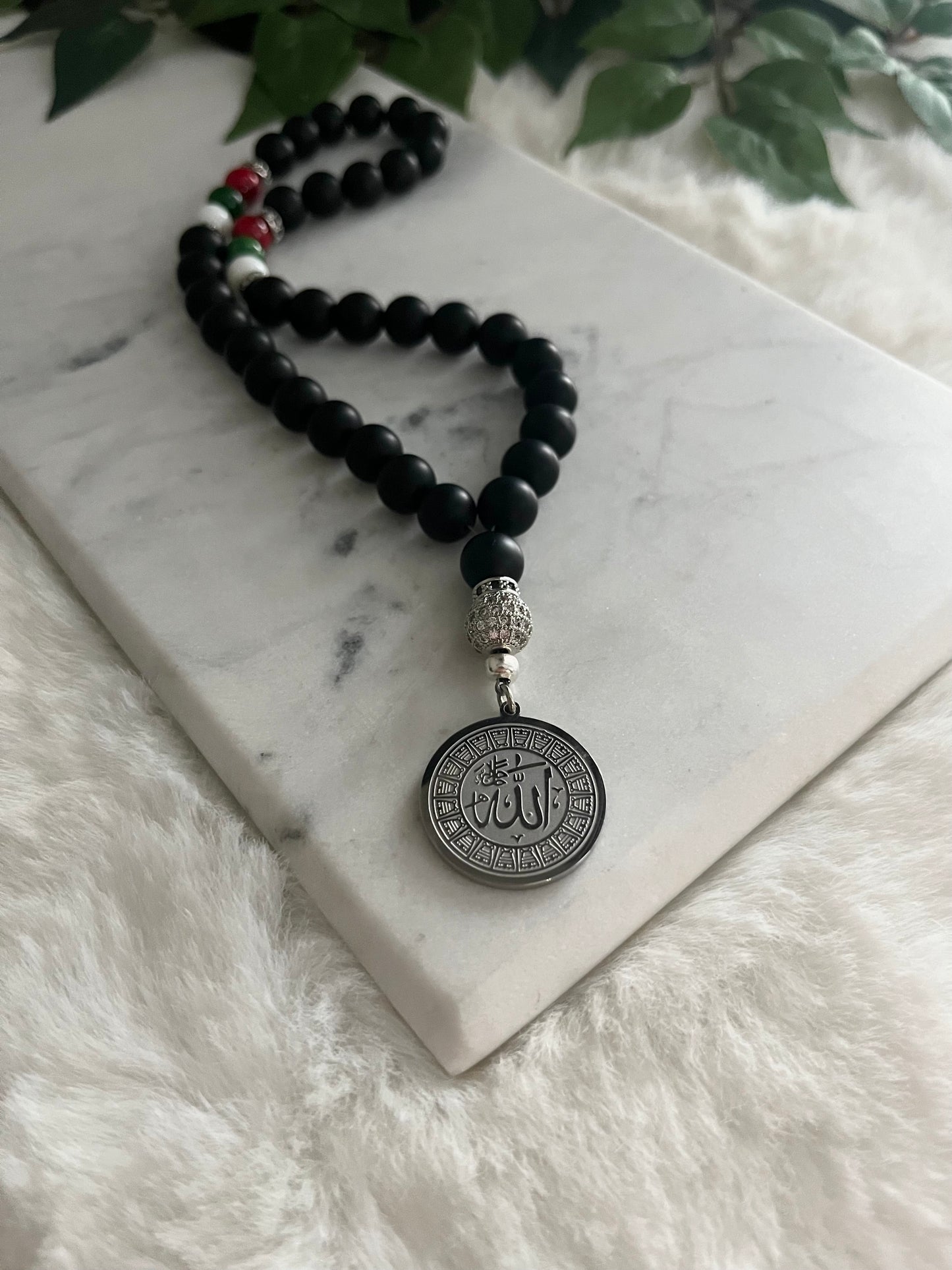 Tasbih - 33 Beads Handheld - Matte Black - Palestine