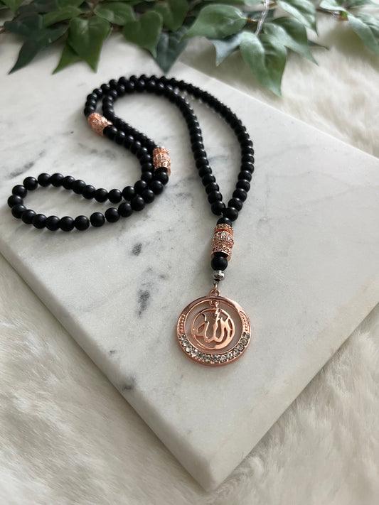 Tasbih - 99 Beads - Matte Black & Rose Gold