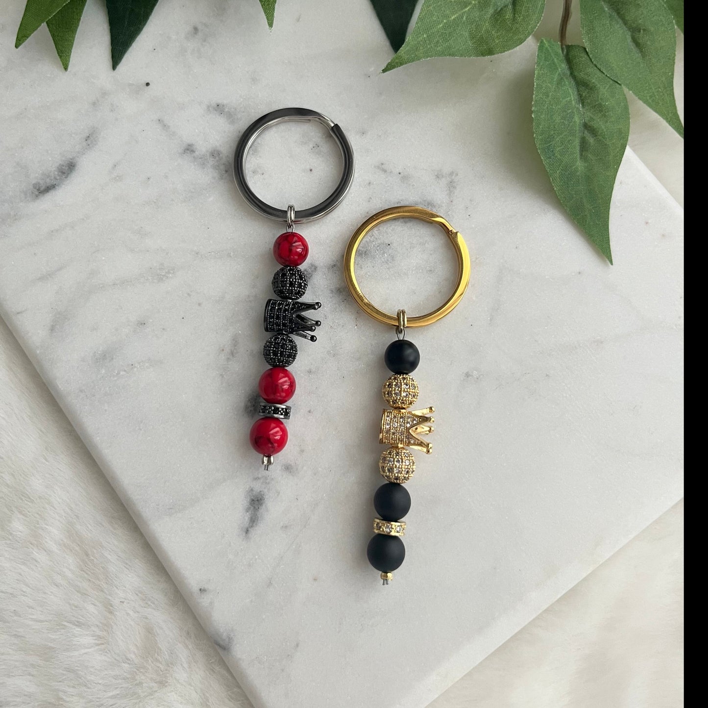 King & Queen - Red & Black - His & Her Keychains