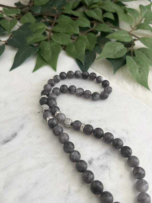 Tasbih - 50 Beads - Grey Jade - Ayatul Kursi