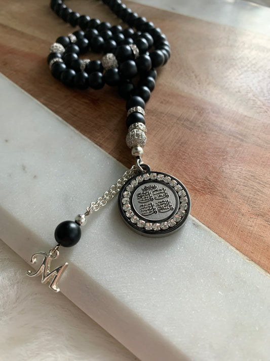 Tasbih - 66 Beads - Matte Black - 4 Qul Pendant