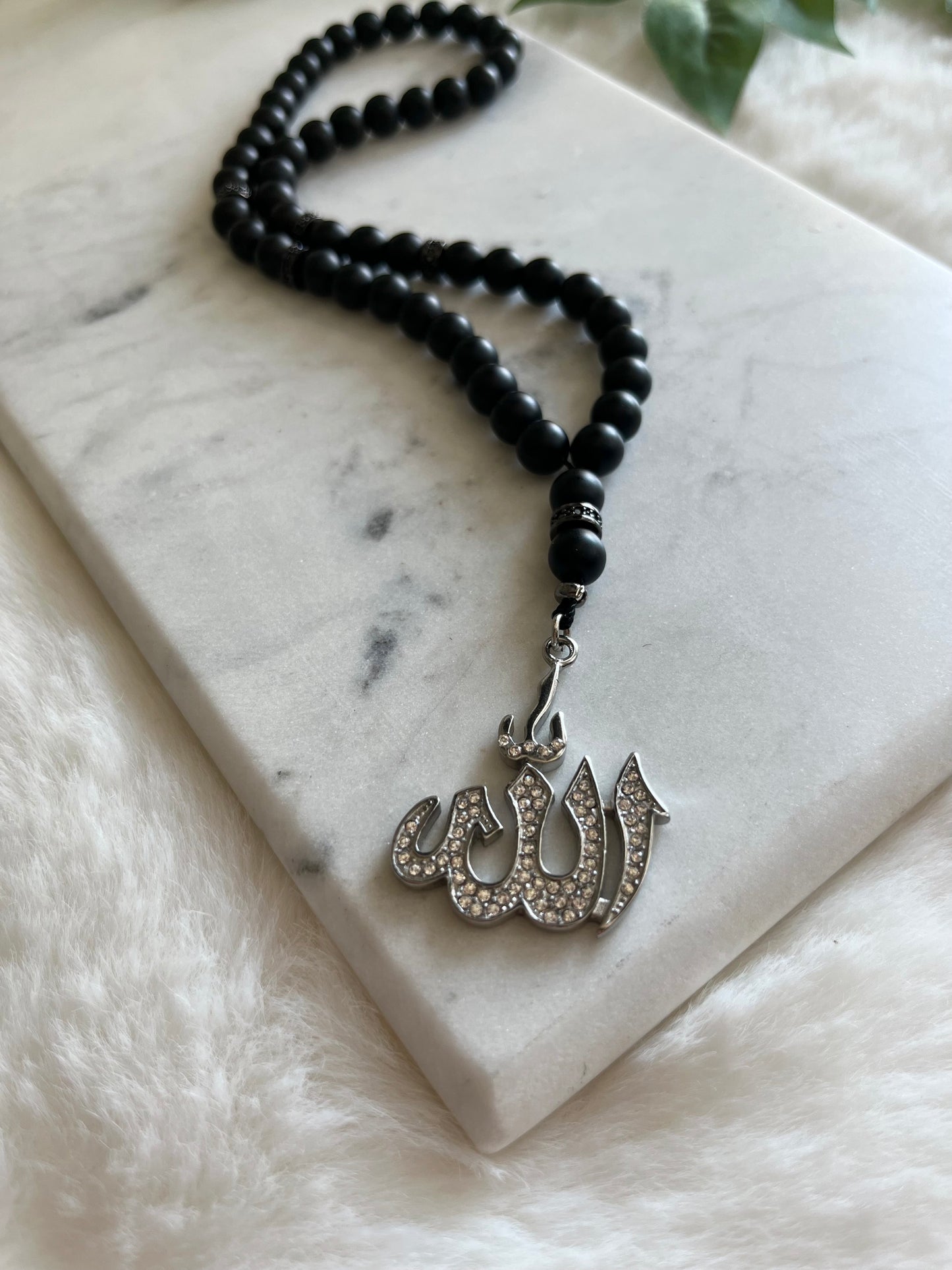 Tasbih - 50 Beads - Matte Black - Allah Pendant