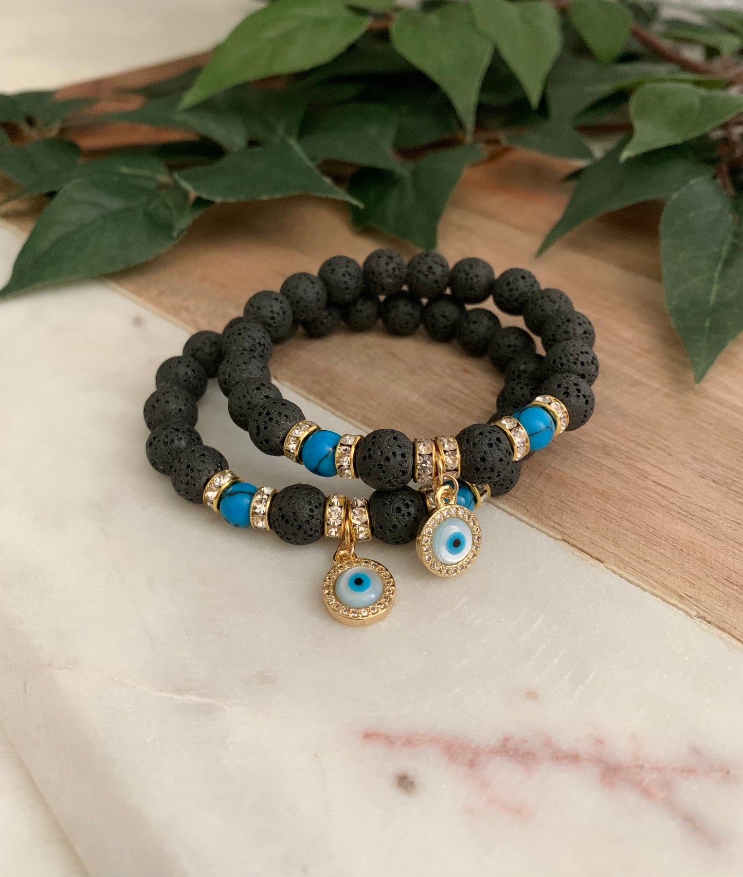 Black Lava Bead Evil Eye Friendship Bracelets