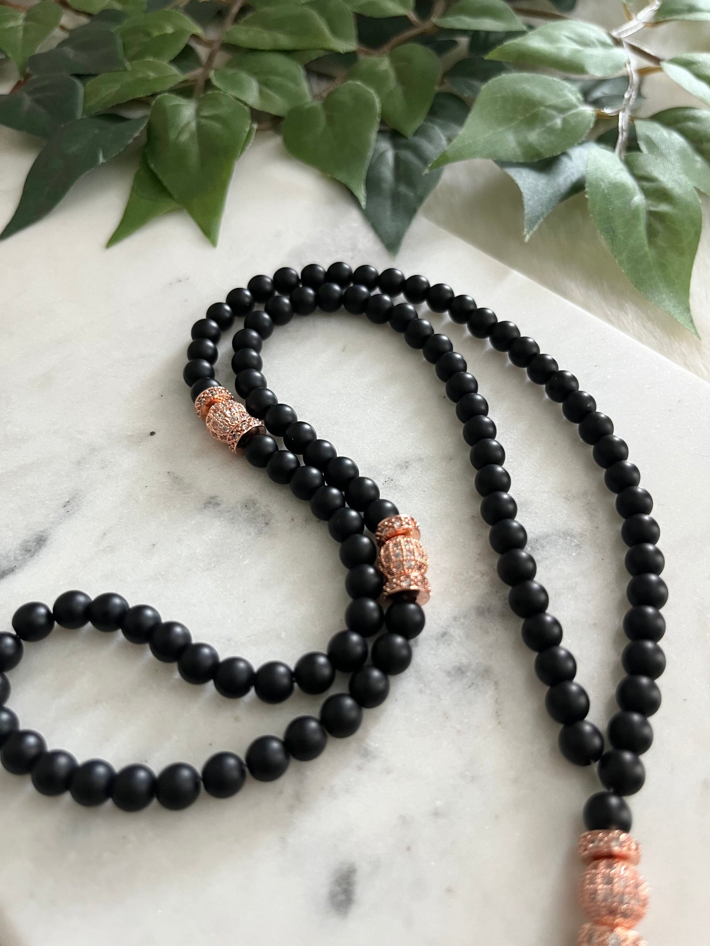 Tasbih - 99 Beads - Matte Black & Rose Gold