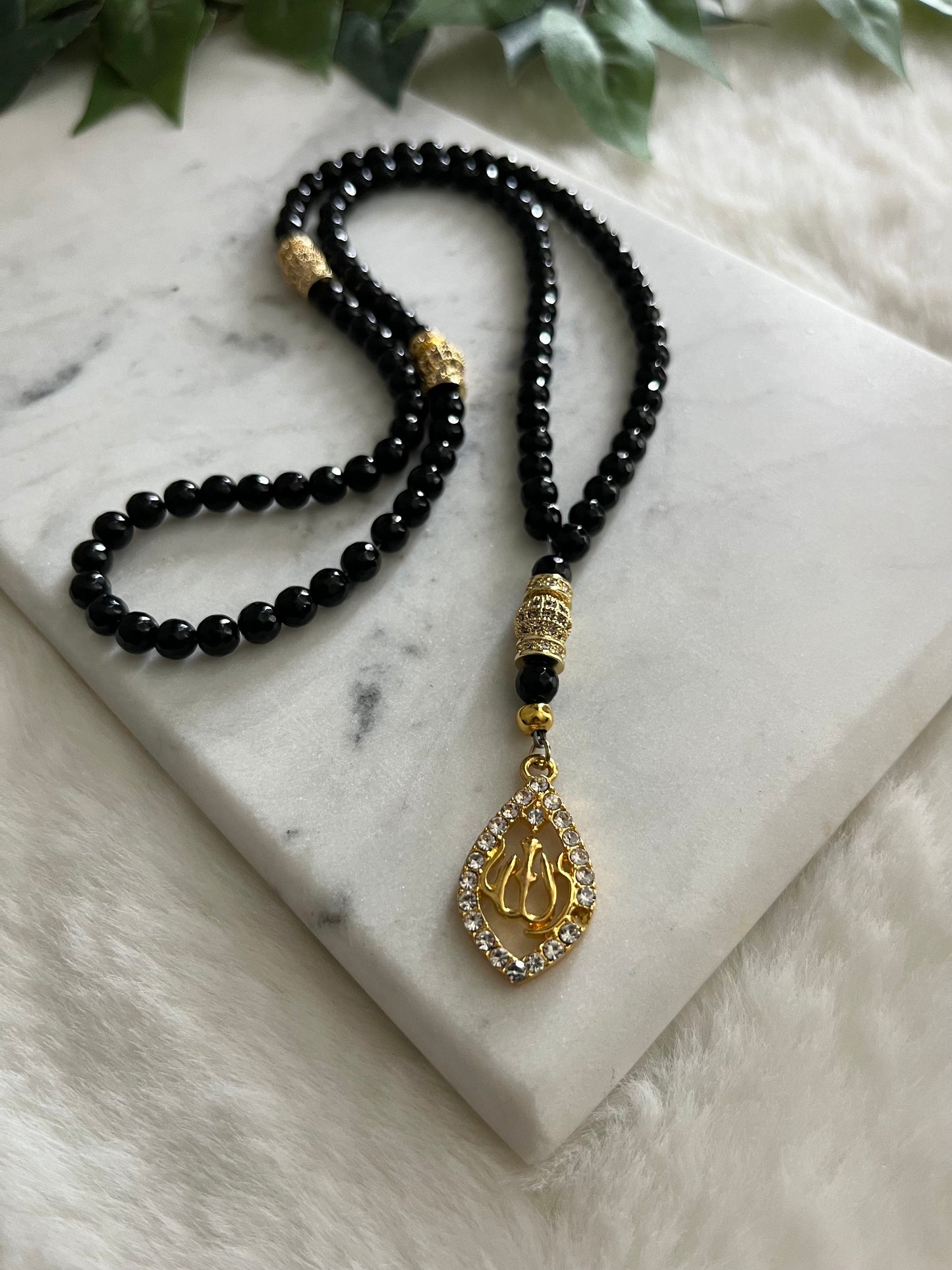 Tasbih - 99 Beads - Matte Black & Gold