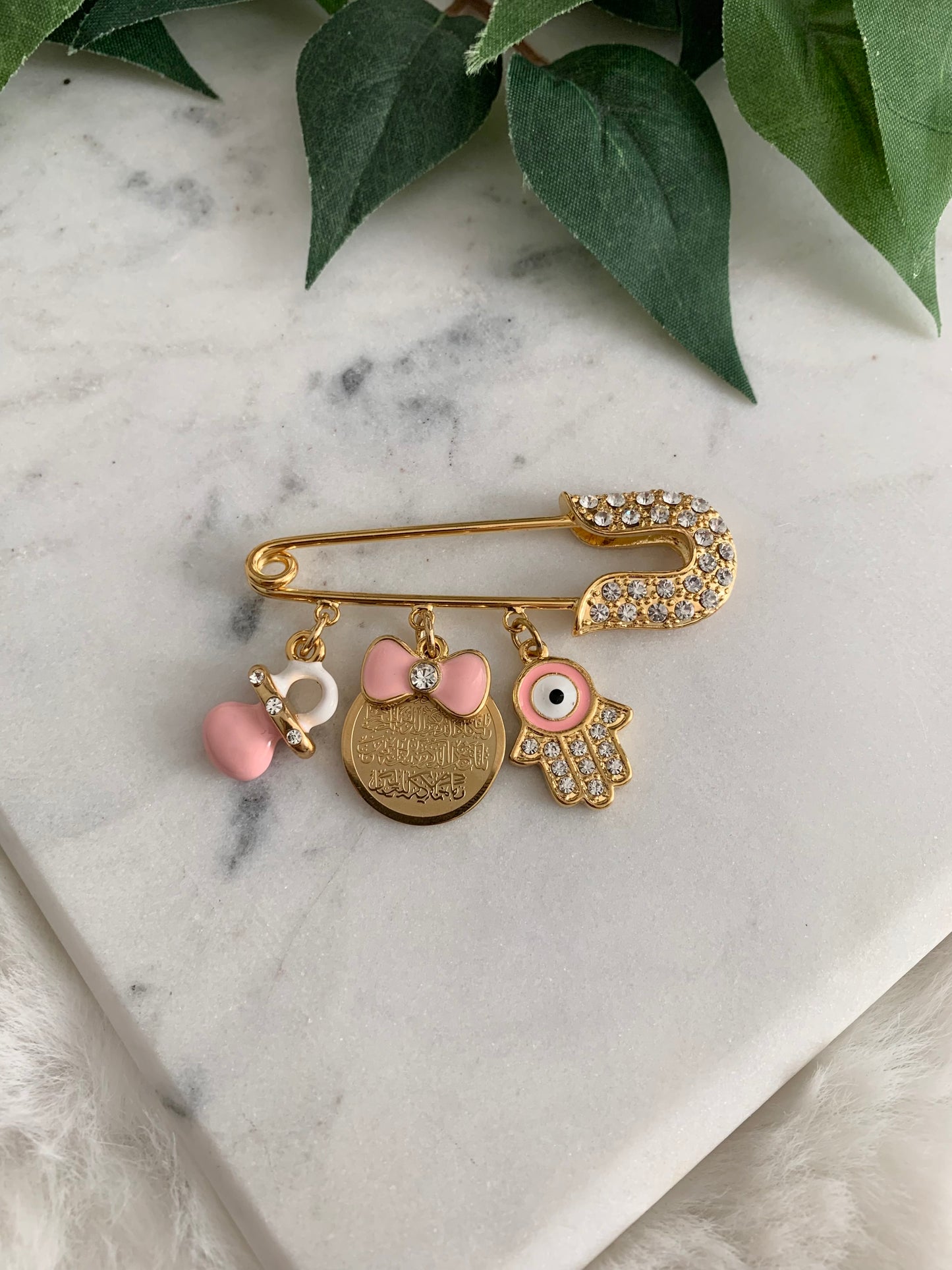 Baby Pin - Hamsa & Pacifier Charm - Girls