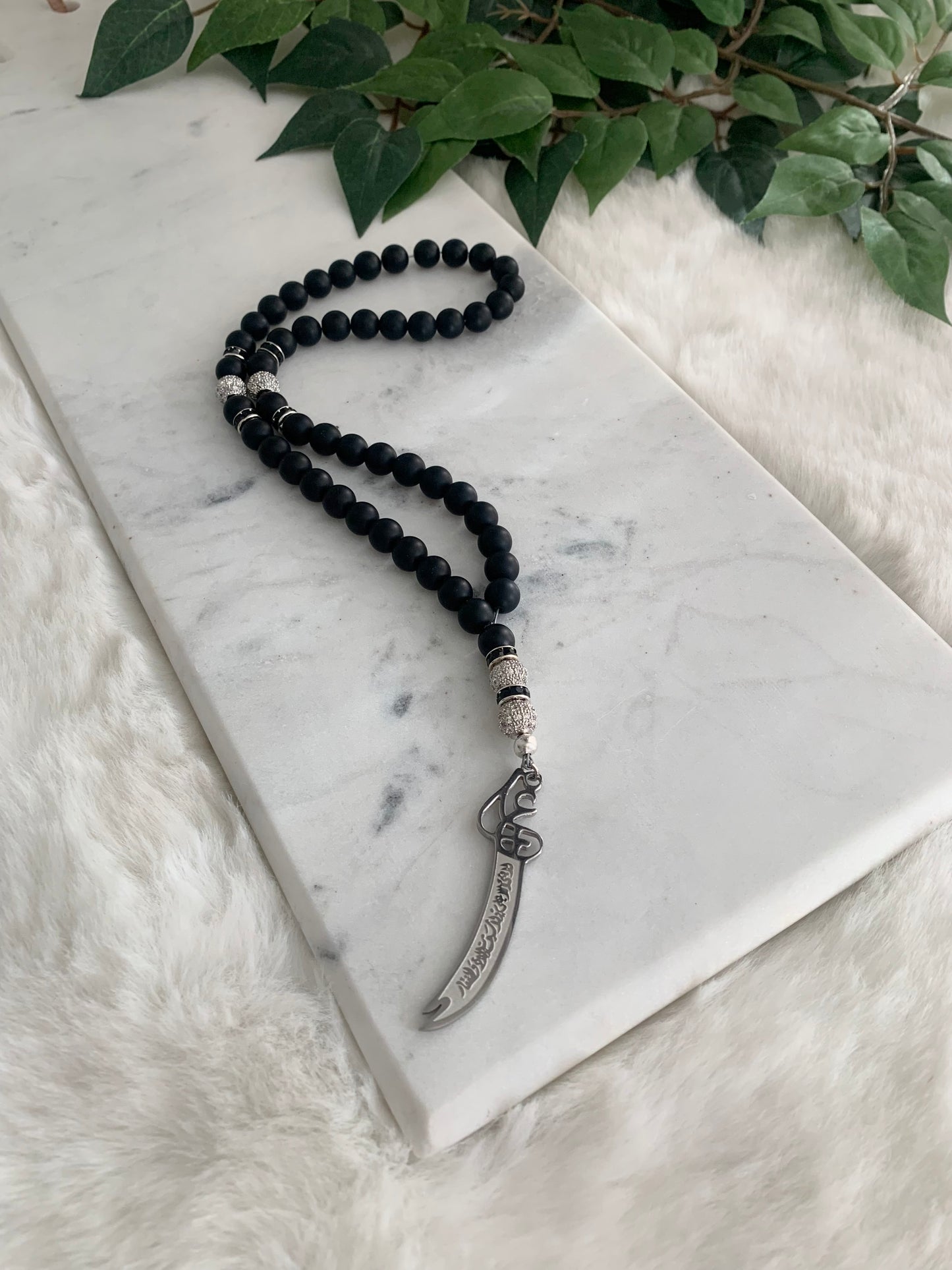 Tasbih - 50 Beads - Matte Black Zulfiqar Sword