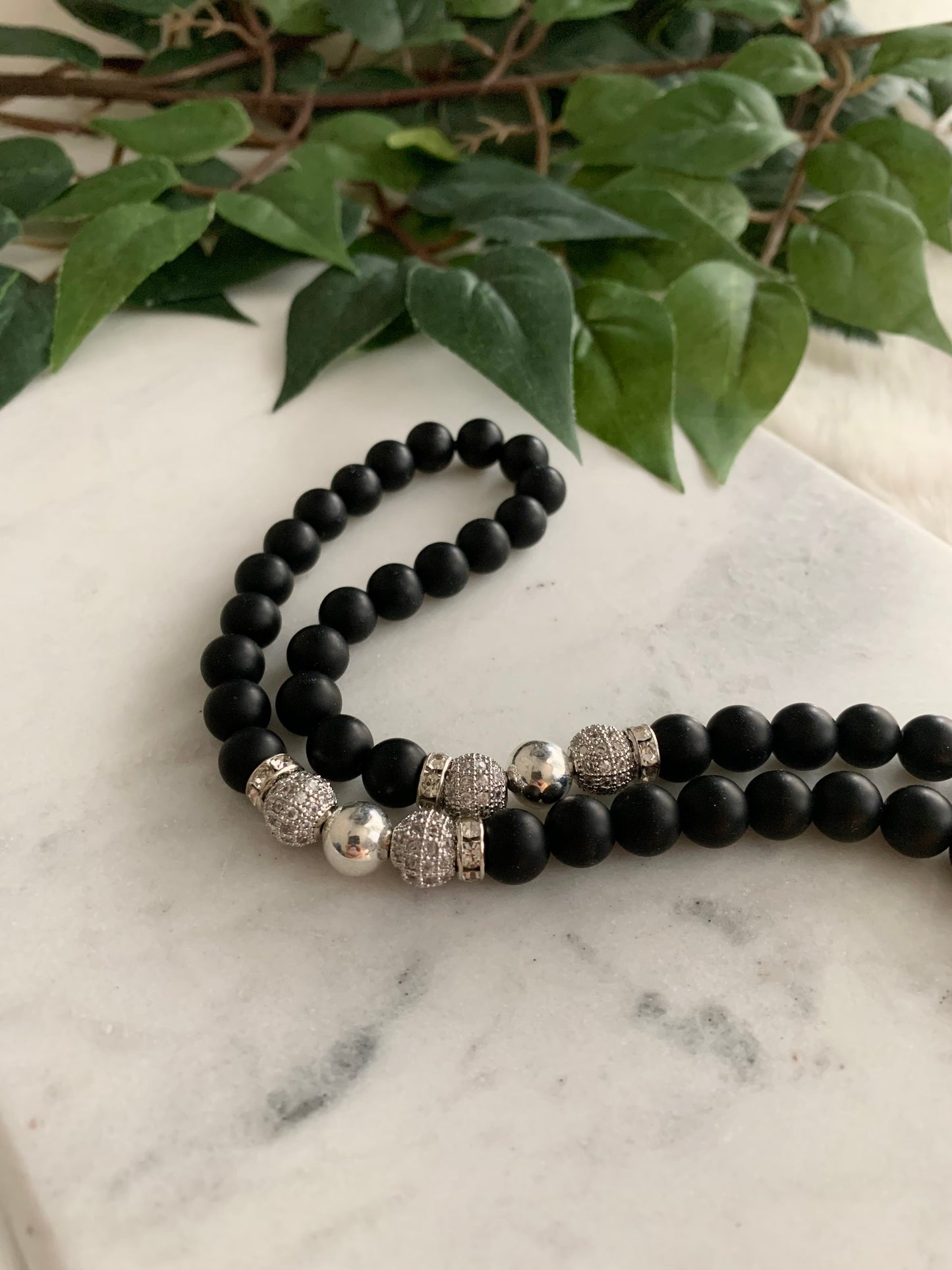 Tasbih - 50 Beads - Matte White & Silver - Allah Pendant