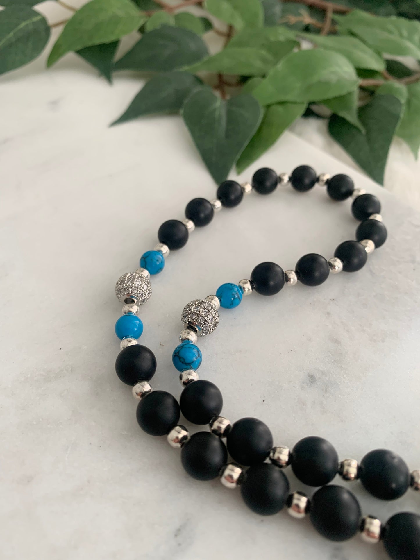 Tasbih - 33 Beads Hanging - Matte Black & Blue Zulfiqar Sword