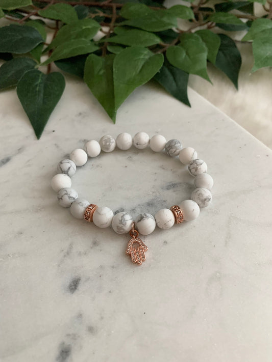 Howlite Hamsa Hand Bracelet