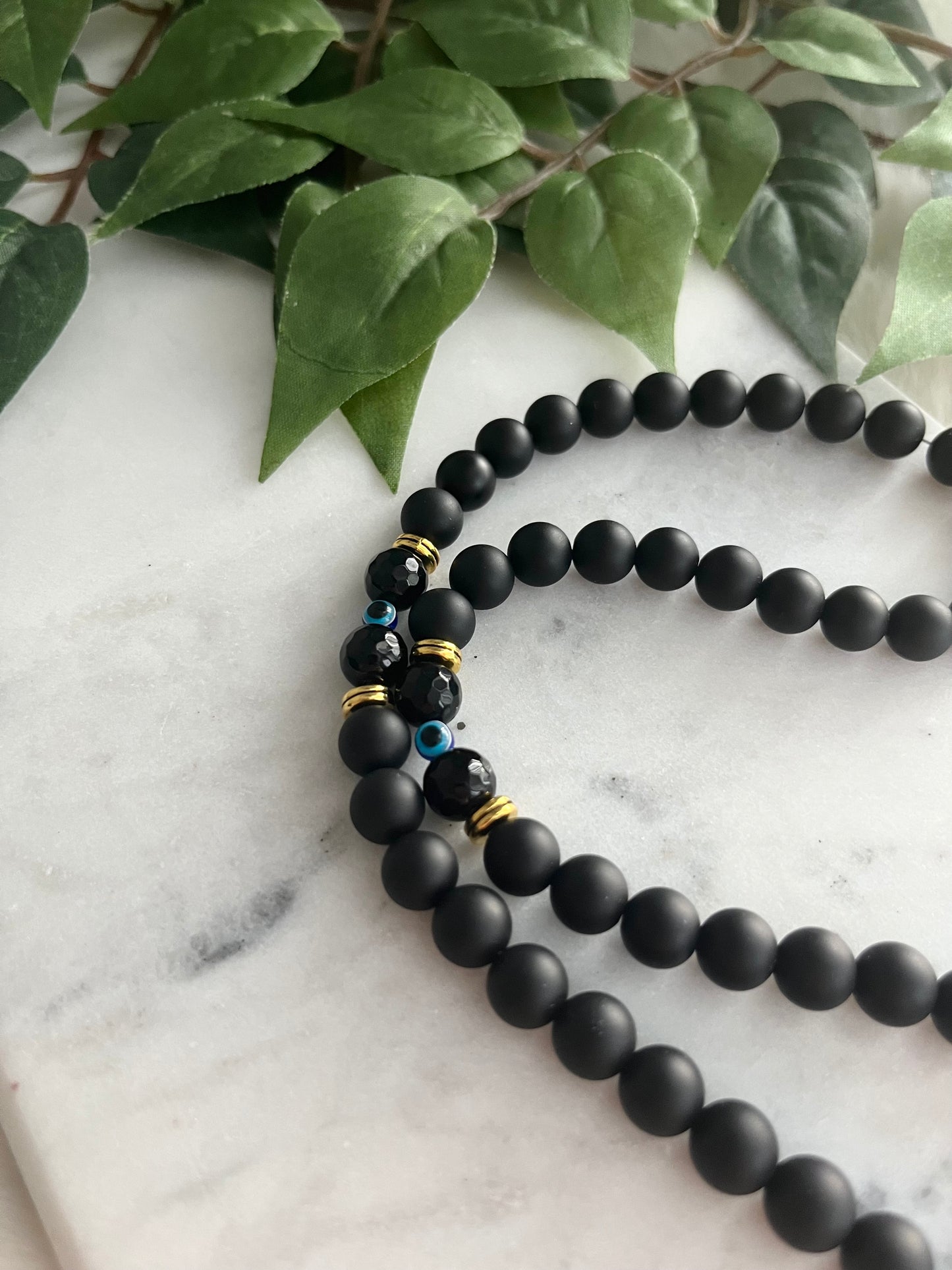 Tasbih - 50 beads - Matte Black - Lebanon Flag