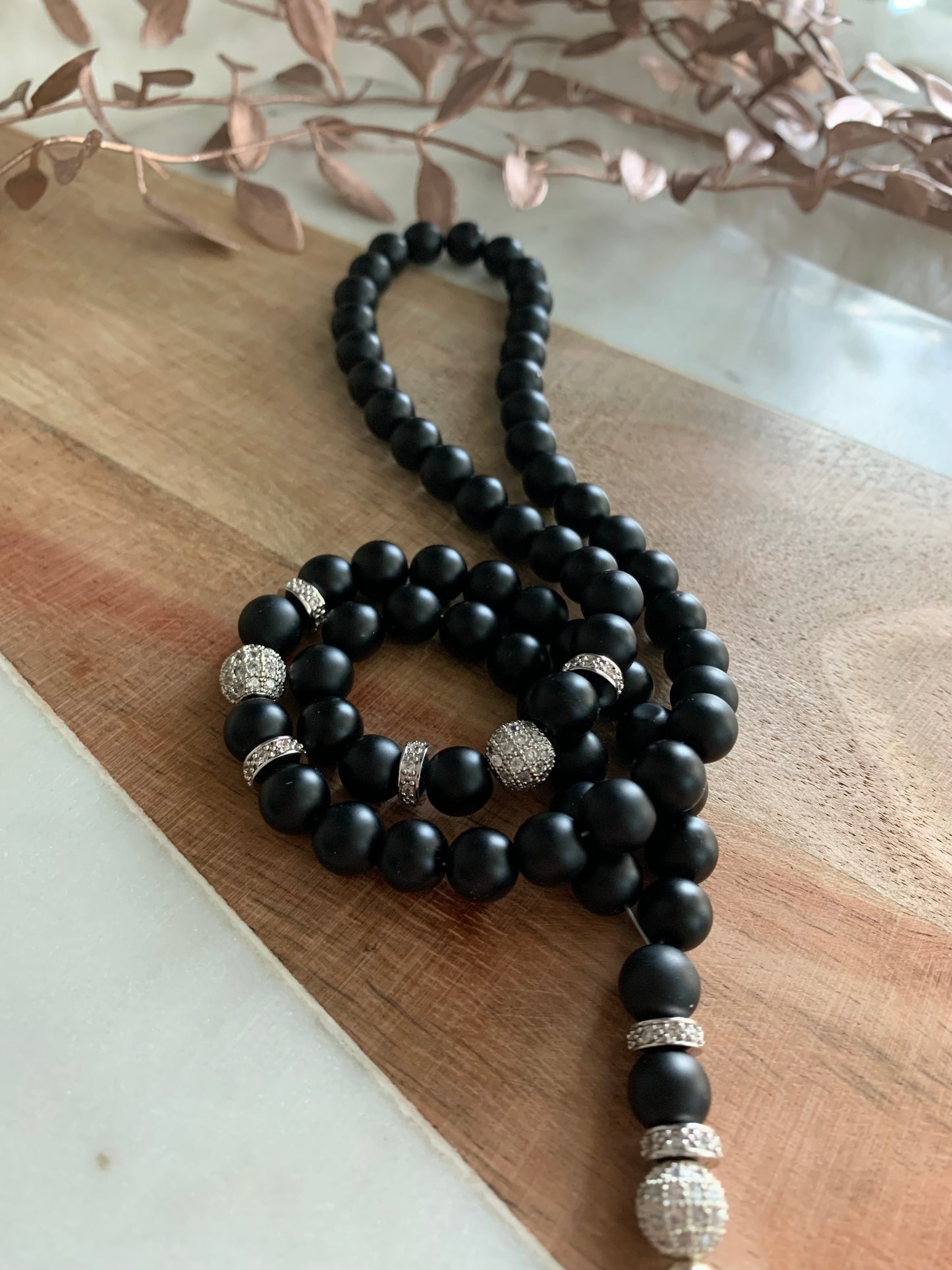 Tasbih - 66 Beads - Matte Black - 4 Qul Pendant