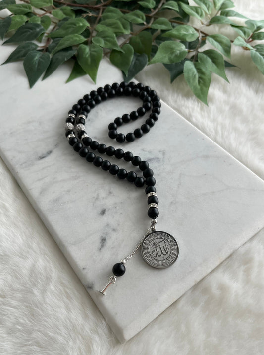 Tasbih - Mercedes - Matte Black - Allah Medallion - Letter