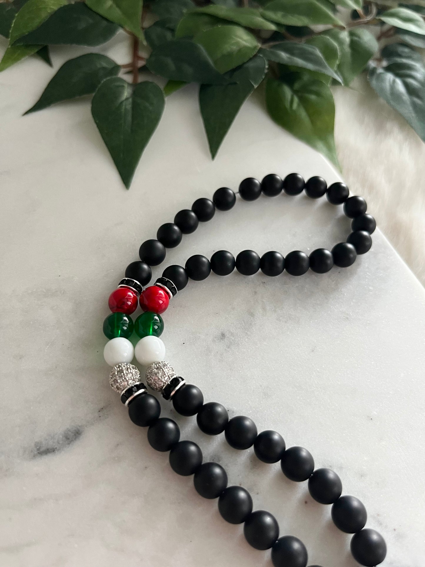 Tasbih - 50 Beads - Matte Black - Silver Zulfiqar Sword