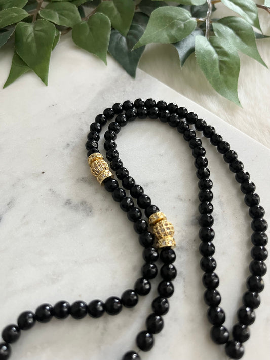 Tasbih - 99 Beads - Matte Black & Gold