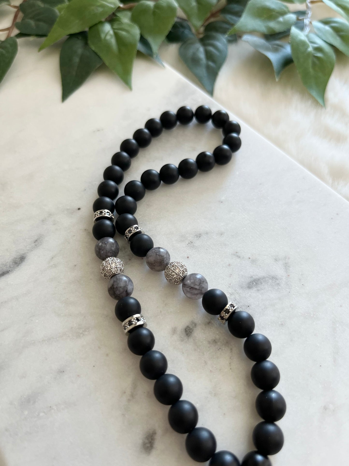 Tasbih - Jeeps & Trucks - Matte Black & Grey Marble - Ayatul Kursi Pendant