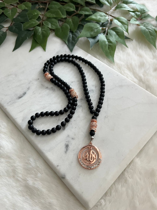 Tasbih - 99 Beads - Matte Black & Rose Gold