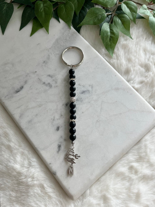 Matte Black - Allah Charm & Letter Keychain