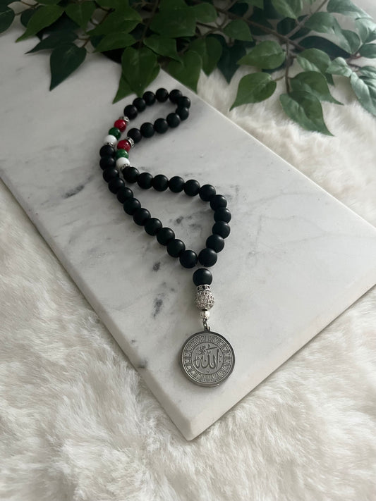 Tasbih - 33 Beads Handheld - Matte Black - Palestine