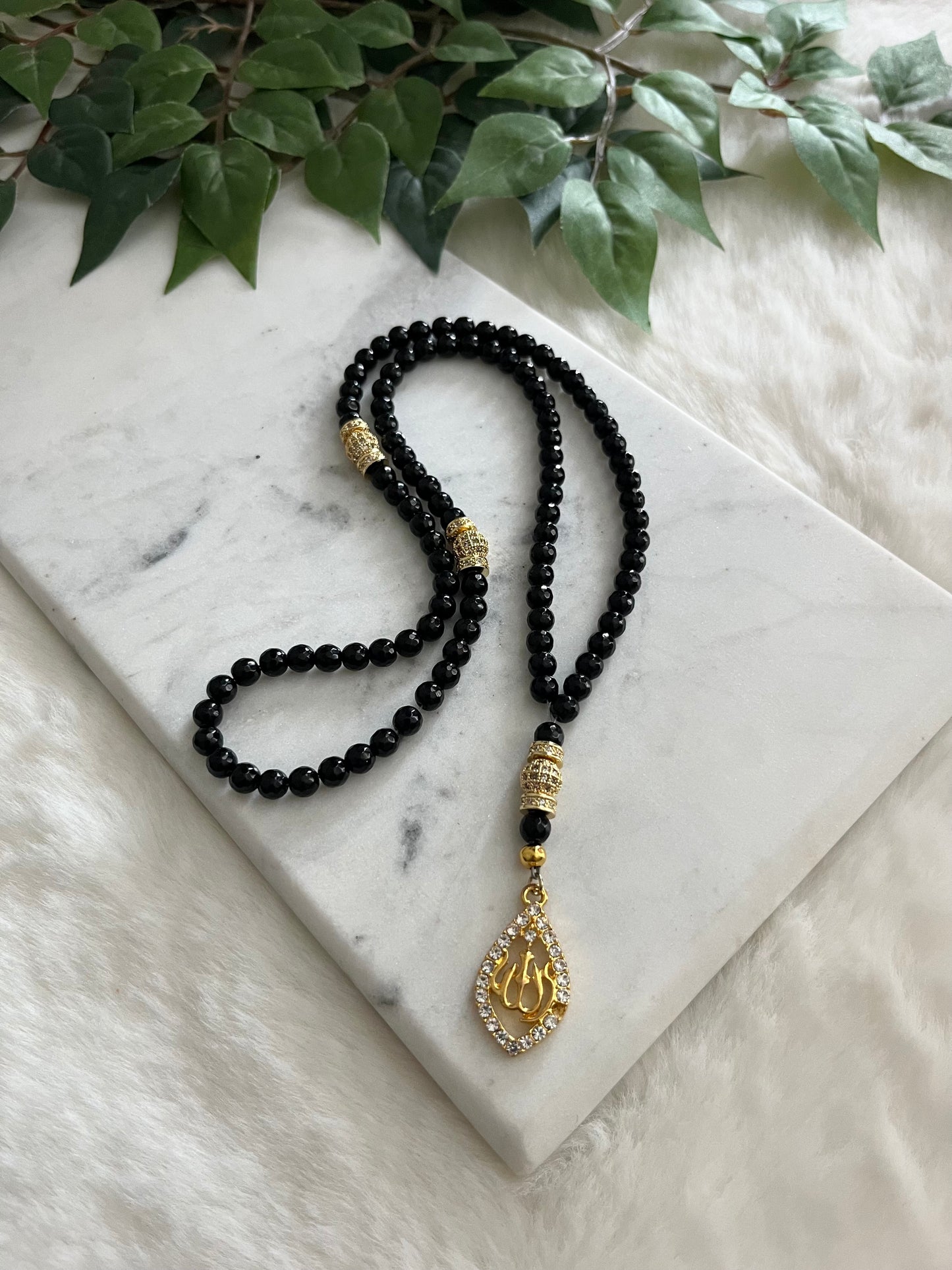 Tasbih - 99 Beads - Matte Black & Gold