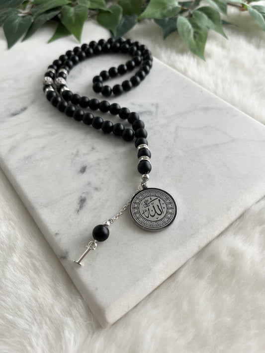 Tasbih - Mercedes - Matte Black - Allah Medallion - Letter