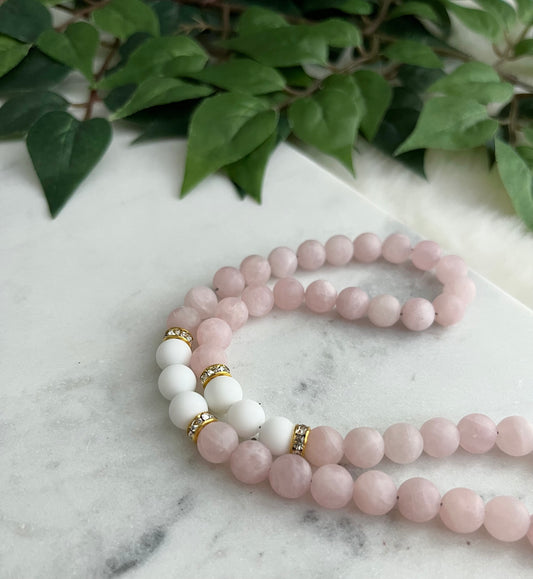 Tasbih - 50 Beads - Matte Rose Quartz - Allah Pendant & Ayatul Kursi